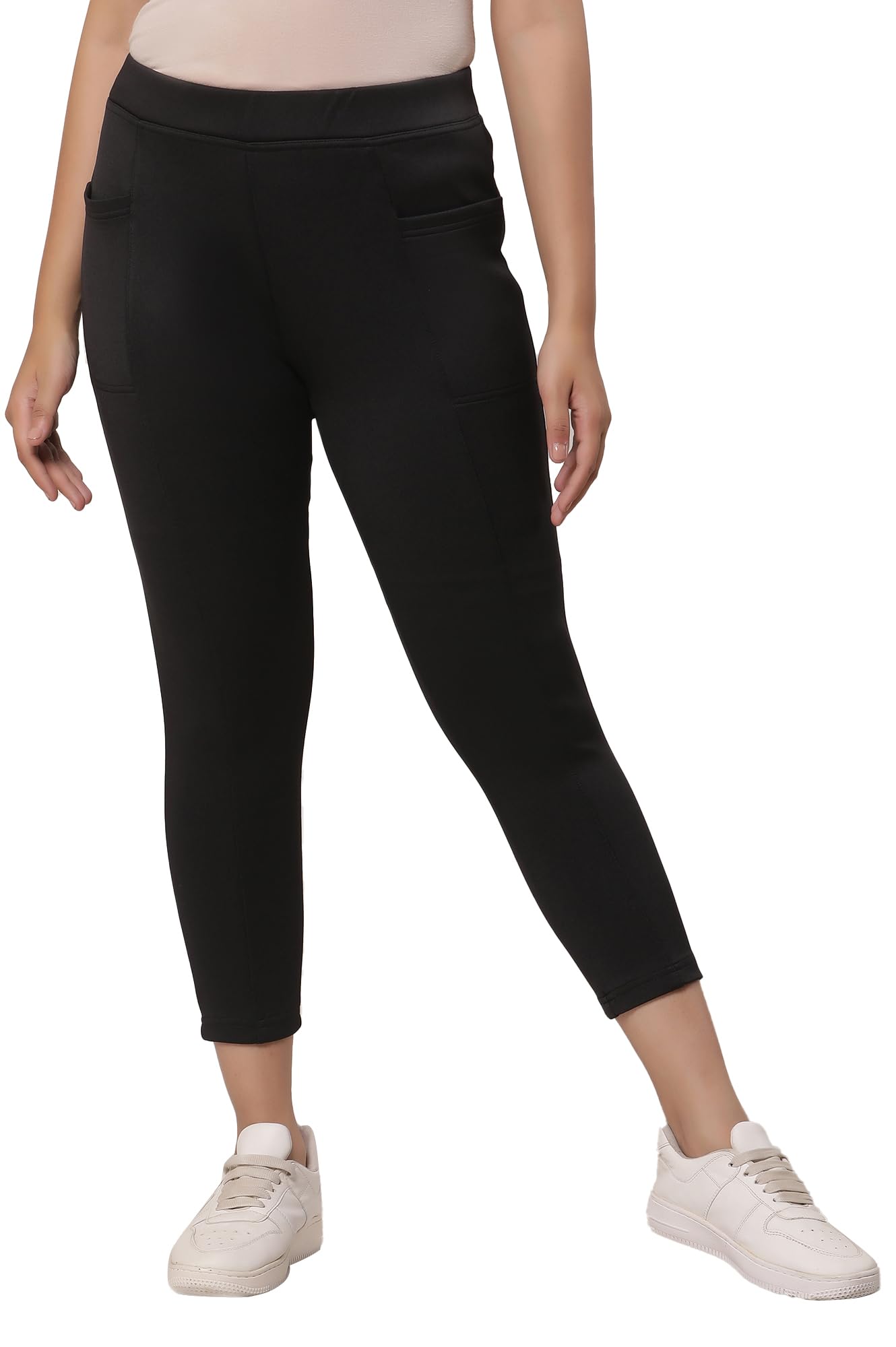 elleven Women's Solid Skinny Fit Calf Length Mid Rise Tights-picture-25