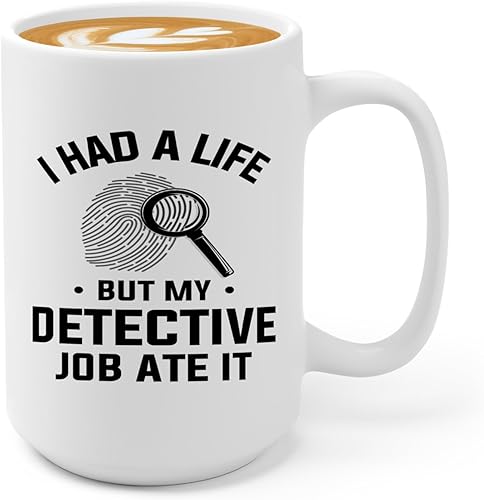 Taza de café detective de 15 onzas, color blanco -i had a - oficial de policía policía patrulla detective sheriff aplicación de la ley Academia de