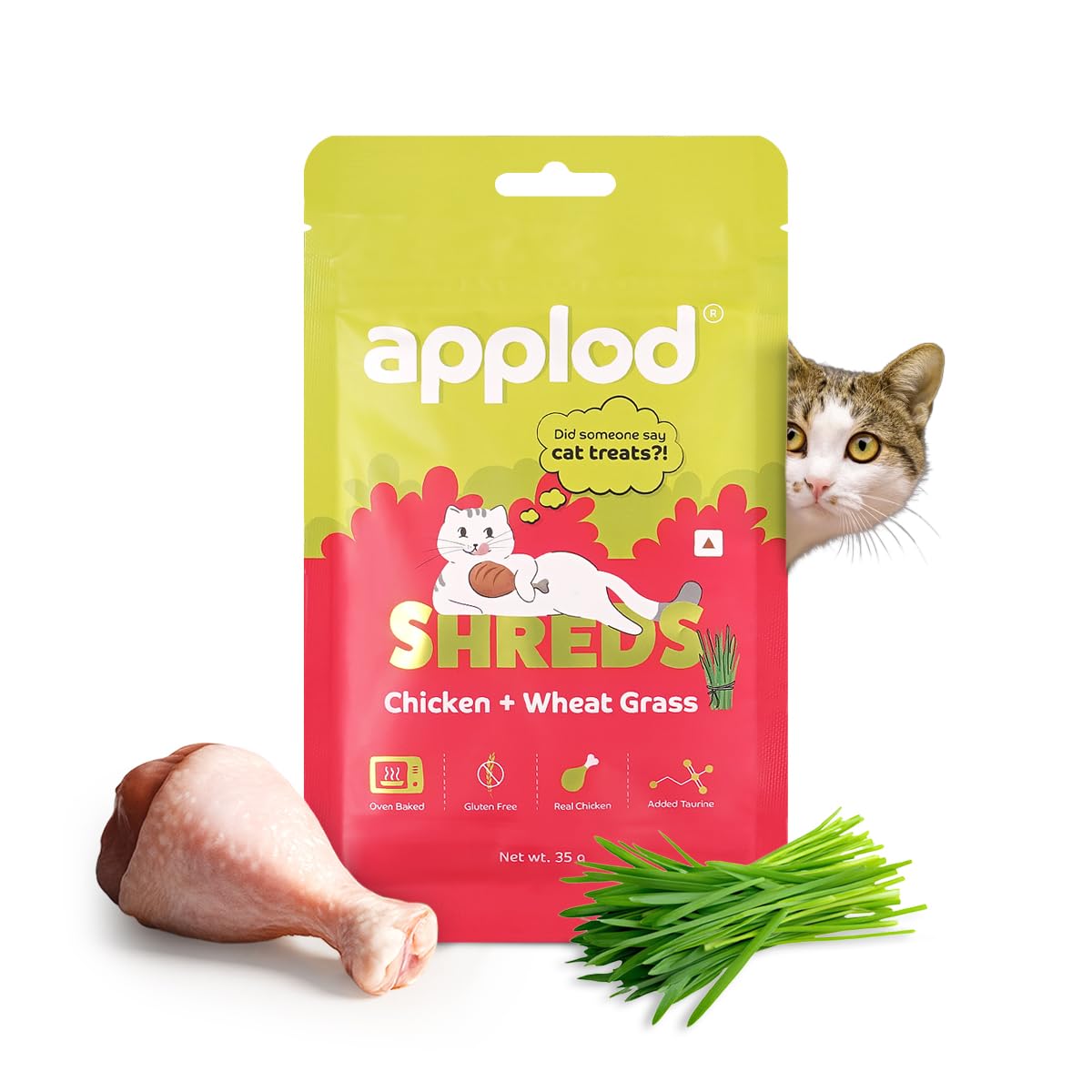 Chicken with Wheat Grass Soft Cat Treats for Kittens & Adult Cats | Made with Real Chicken Meat | Grain-Free Protein-Rich Snacks with Taurine & No Fillers | 35g-image-17