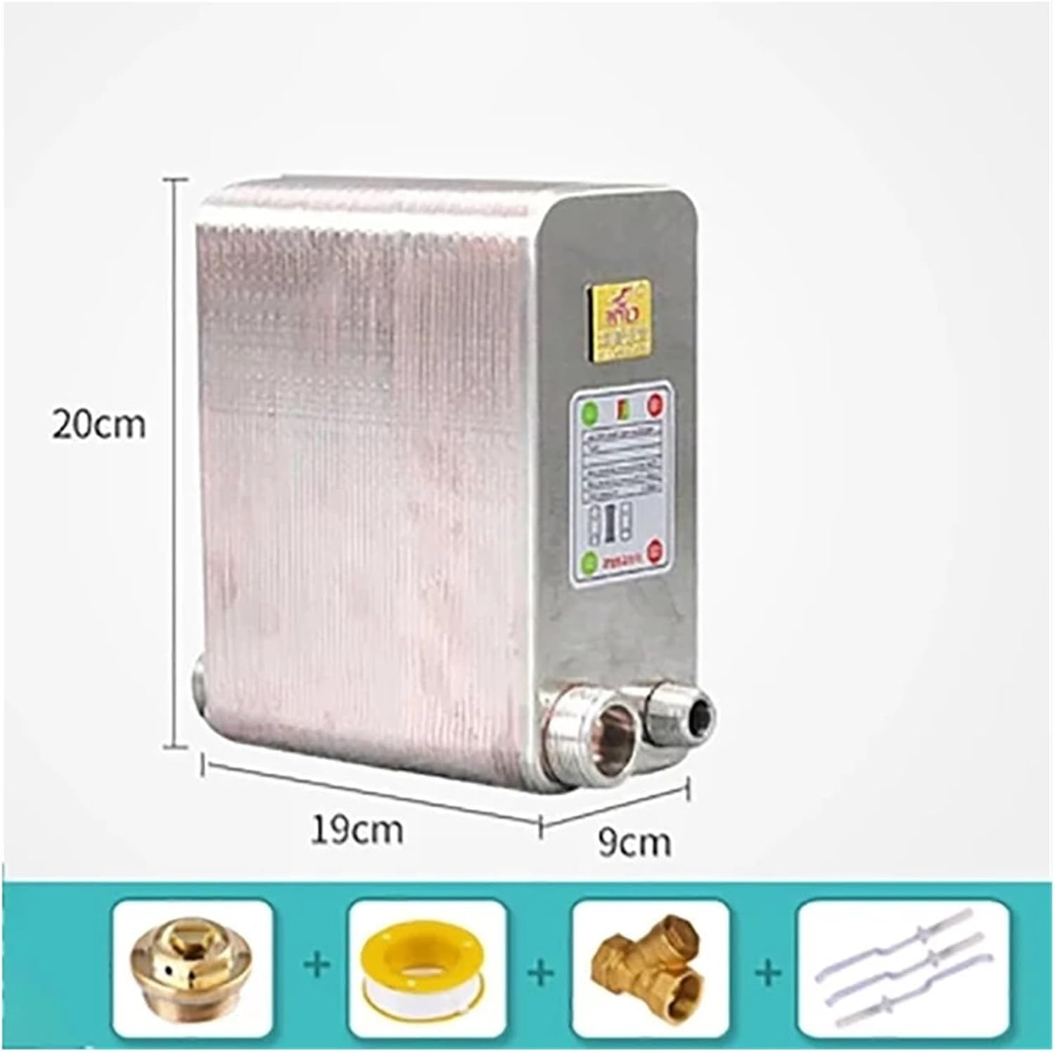 60 Plates Stainless Steel Heat Exchanger Beer Wort Chiller Cooler Home Brewing Beer Brazed Plate Type Water Heater SUS304(Different Side)
