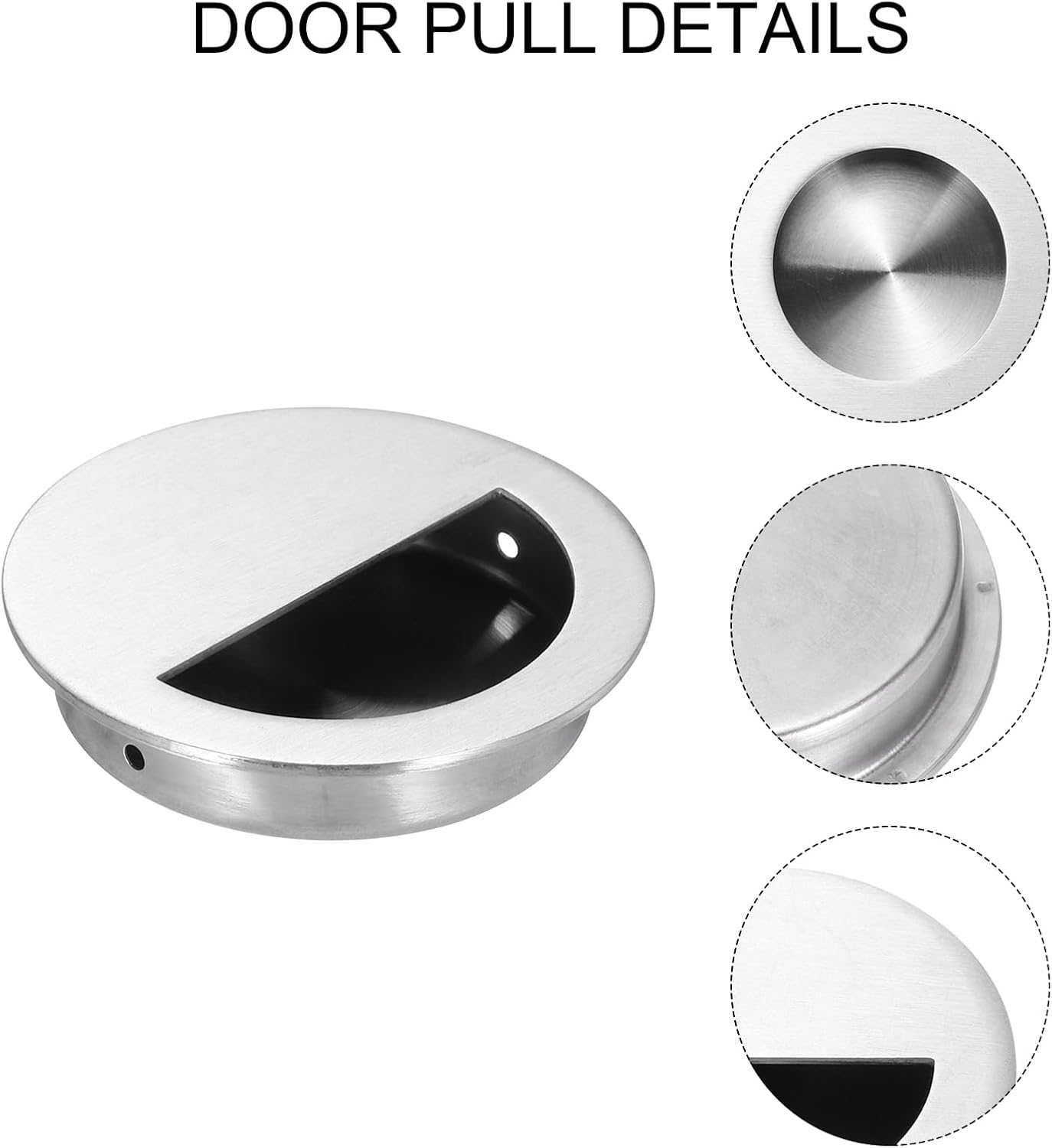 PATIKIL Recessed Door Handles 70mm/2.75" Dia, 4 Pack Round Hidden Concealed Door Pulls 304 Stainless Steel Flush Finger Pull Handle with Screws for Sliding Door Cabinets Drawers, Silver