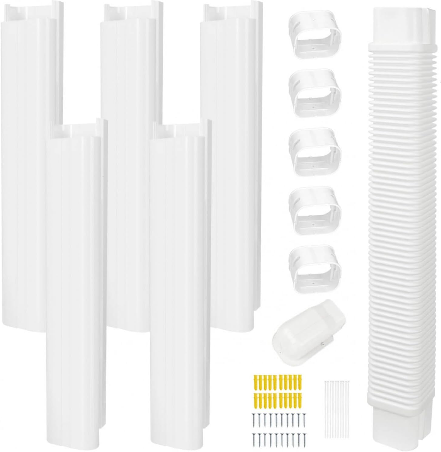 YoleShy 4" W 10Ft Mini Split Line Set Cover PVC Mini Split Cover Kit Easy Installation Decorative Line Cover Kit for Mini Split AC Line Cover Kit for Heat Pump & Units Air Conditioners