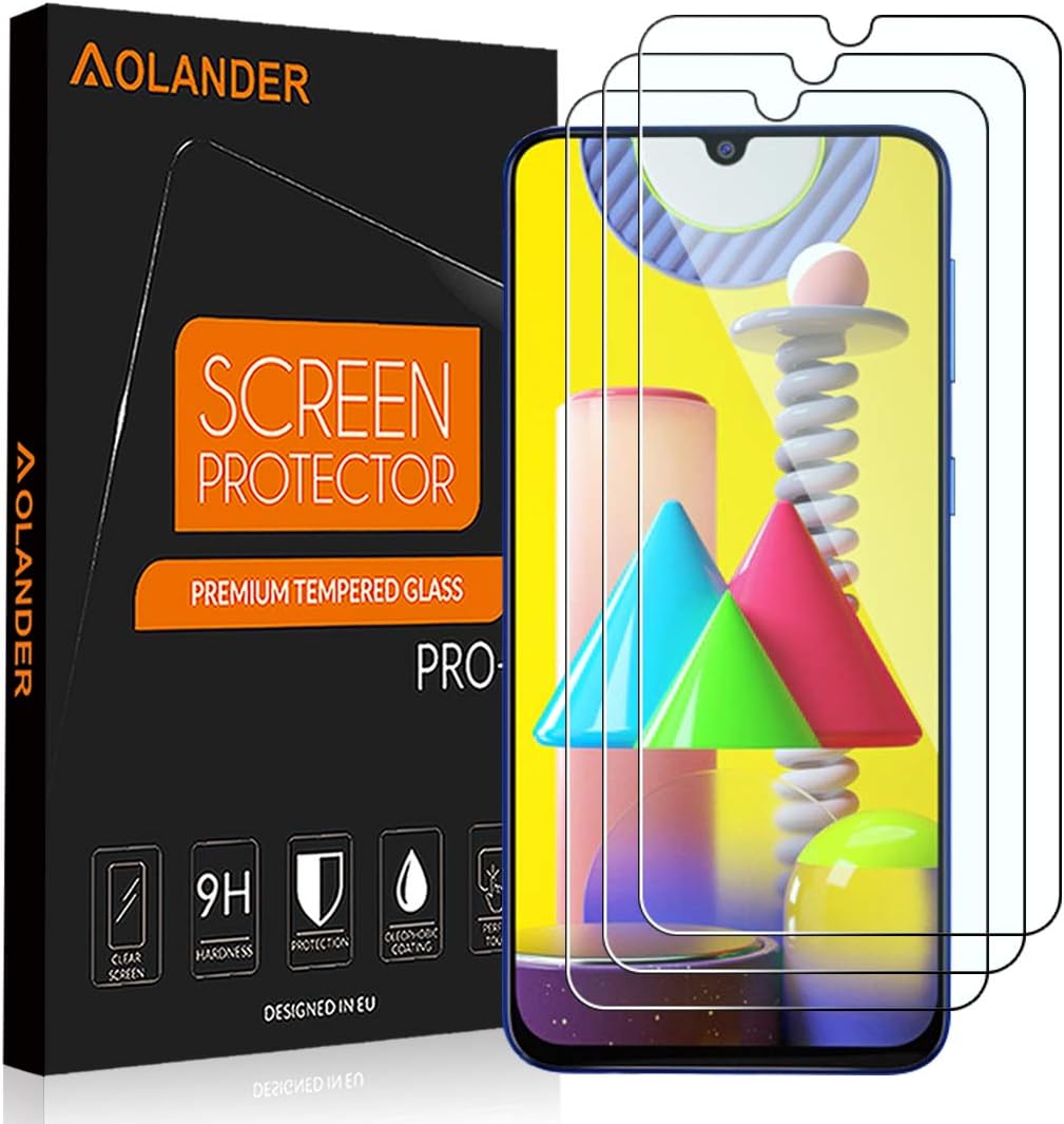 Povinmos for Samsung Galaxy M21/M31 Screen Protector Tempered Glass, HD Premium Film with 9H Hardness [0.3mm, 2.5D][Case Friendly] [Bubble-Free][Easy Installation]【3 PACK】