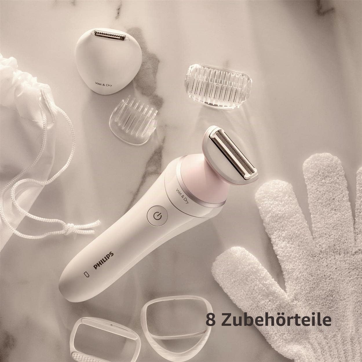 Philips Lady Shaver Series 8000 BRL176/00 Akku-Rasierer mit Nass- und Trockenanwendung, BRL176/00, Weiß