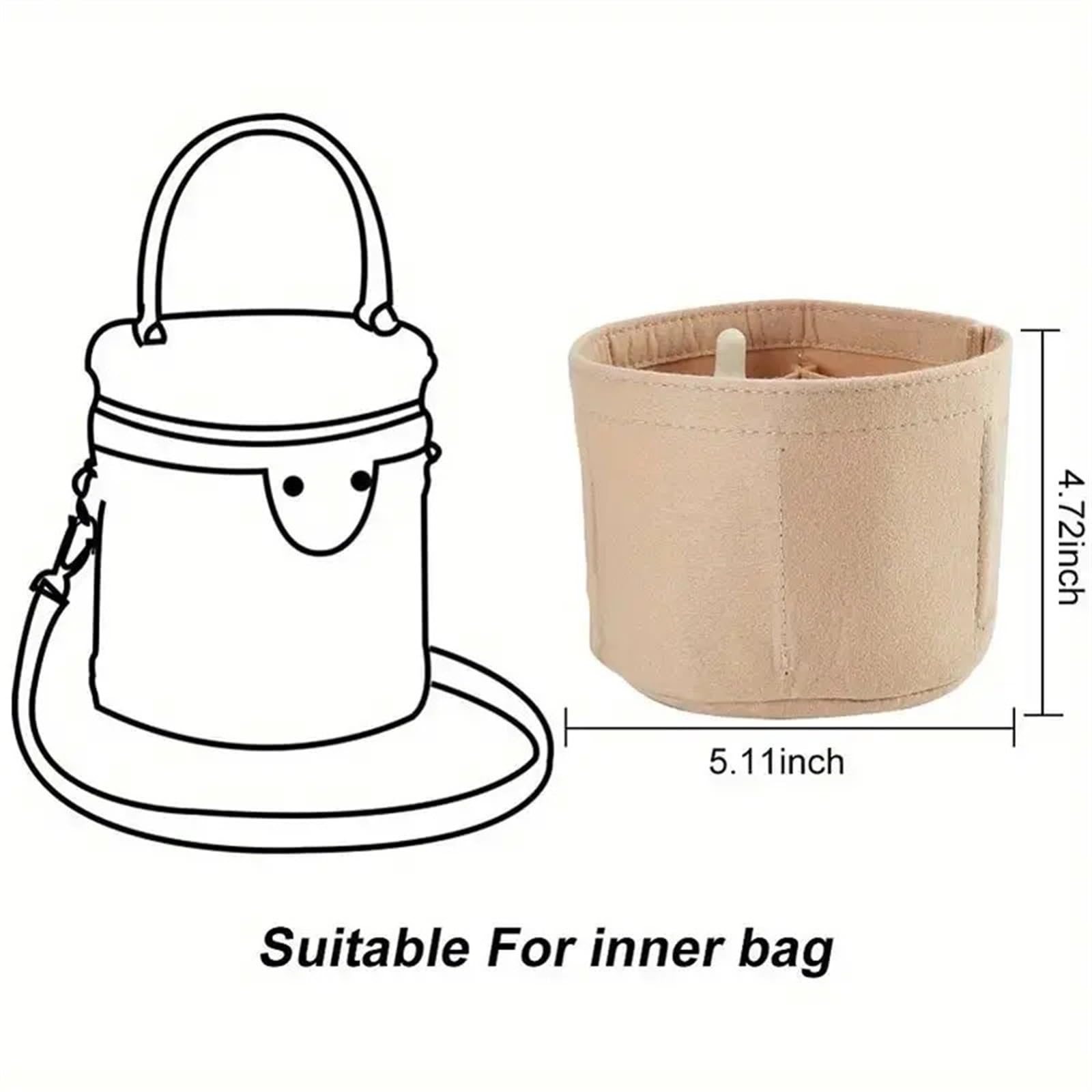 Organizador de bolso tela fieltro, bolsa inserción, organizador portátil, cilíndrica multifuncional, accesorios, 2 uds para Bolso con Cremallera(Gray)