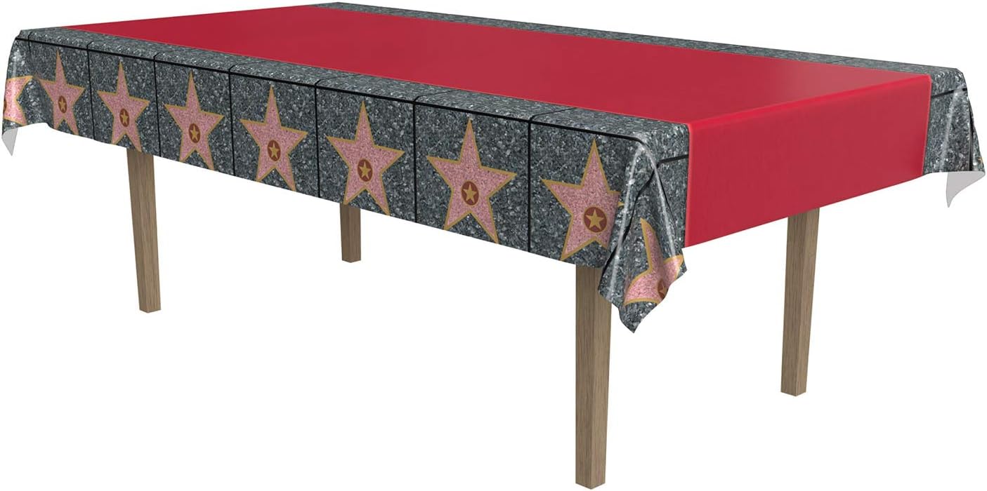 Beistle Carpet "Star" Tablecover, 54 by 108-Inch, Red