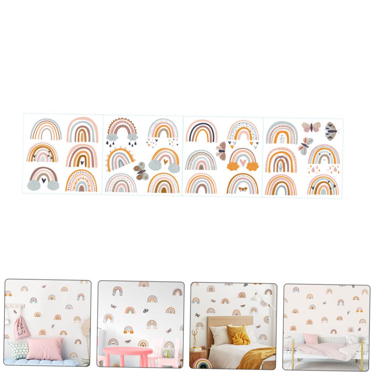 4blätter Wandtattoo Schmetterlinge Selbstklebender Regenbogen Wandaufkleber Für Kinderzimmer Babyzimmer Mädchenzimmer Langlebig Und Dekorative Wanddekoration