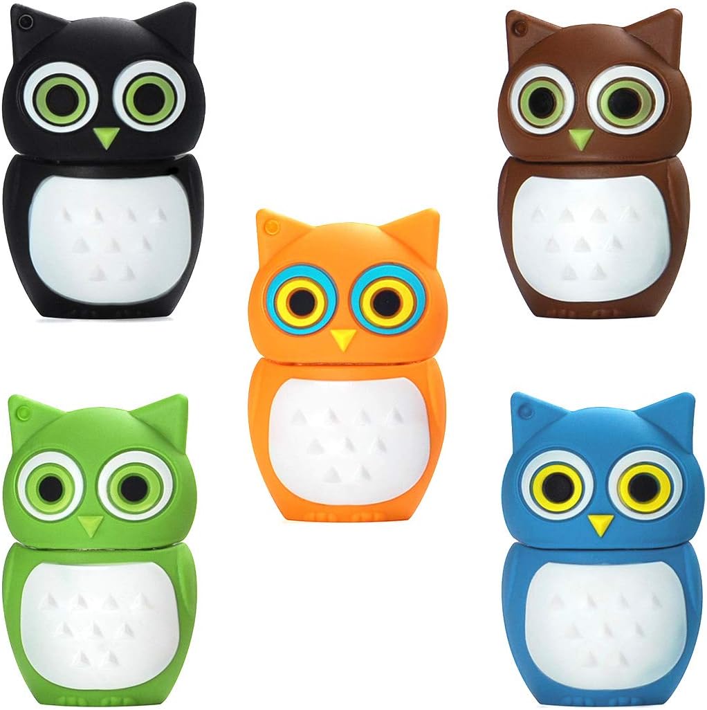 BorlterClamp USB Flash Drive with Cute Colorful Owl Pattern 16GB Pack of 5 Pcs USB Drive Thumb Drive Gift for Students and Children