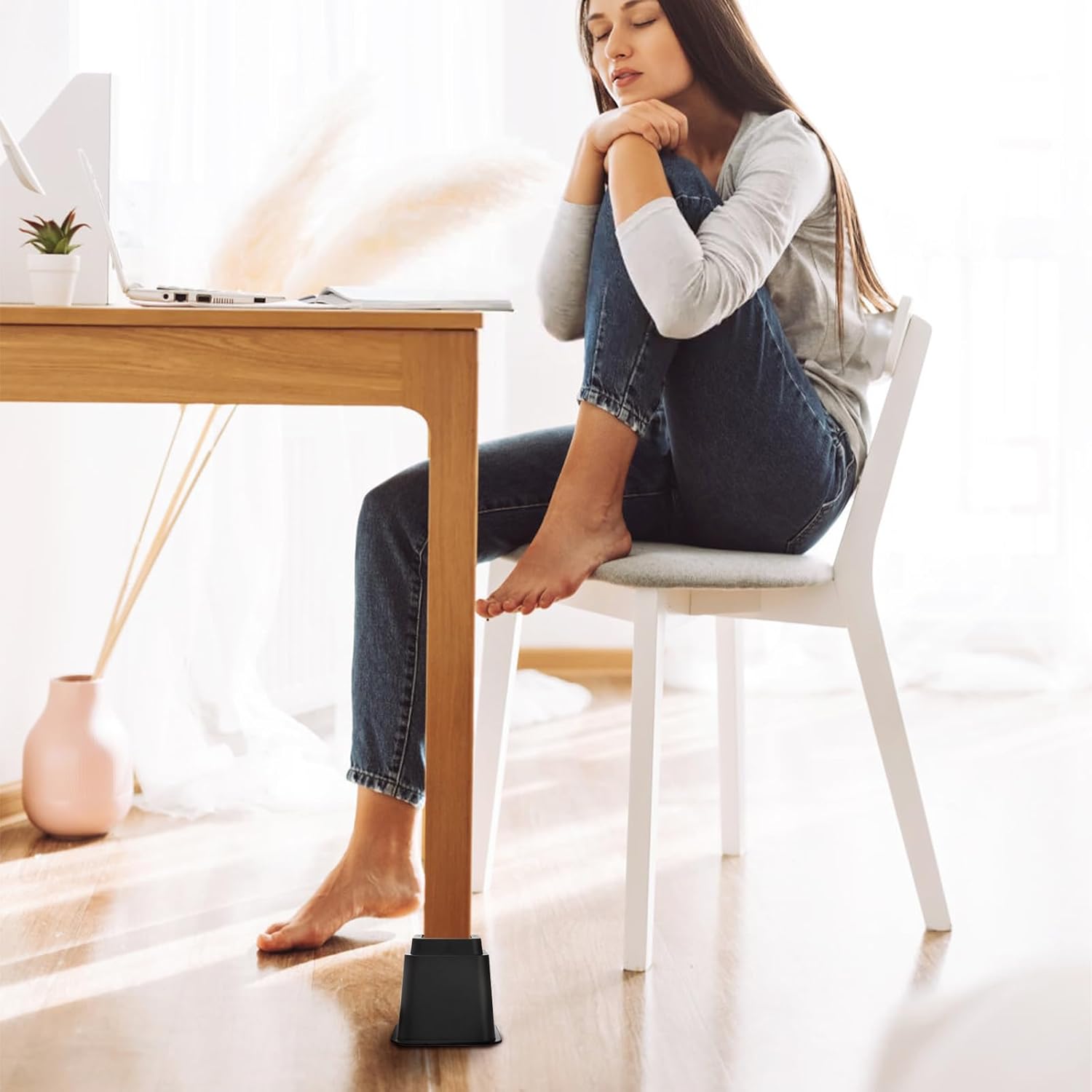 16 Pack Adjustable Bed Furniture Risers, Heavy Duty Bed Elevator, Elevation in Heights 3, 4, 5, 6, 7, 8, 9 or 10 Inch, Stackable Couch Lift Riser, Desk Riser for Sofa Table Chair Couch Cabinet