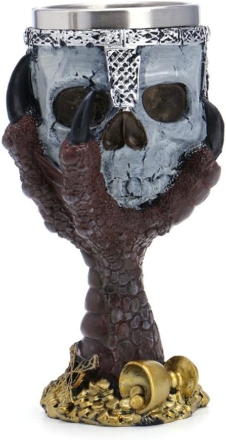 Stainless Steel 3D Skull Cup Wolf Claw Double Wall Drinking Mug Personalized Dragon Bone Metal Wine Goblet Glass Cups Mug (red)