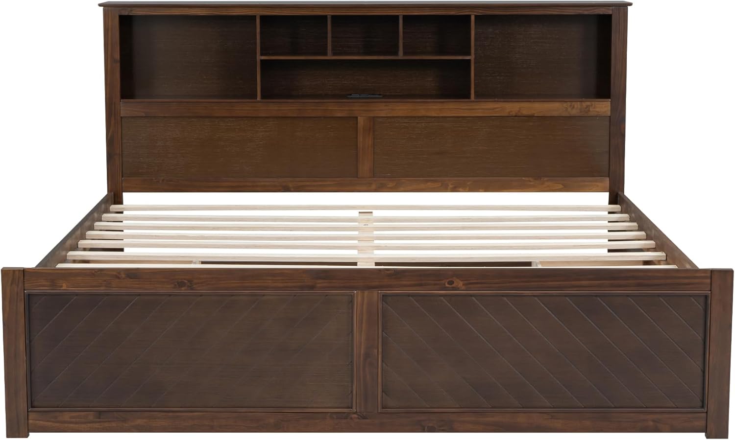 Merax King Size Platform Bed with Multi-Storage Headboard, USB and Drawers, Wood Bed Frame, No Box Spring Needed