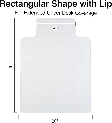 Miniatura 5 de Staples Tapete para silla de oficina, tapetes transparentes con labio, alfombras de pelo plano, cobertura extendida debajo del escritorio, 48 x 36