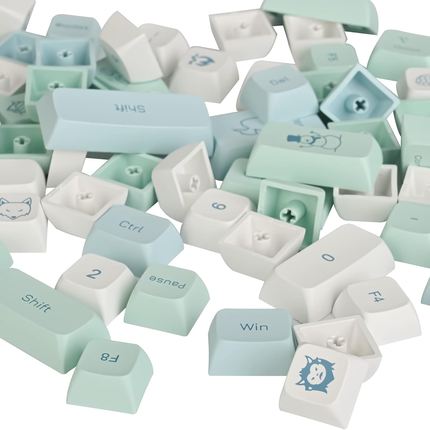 XDA PBT Key Cap, 133 Keys Dye Sublimation Glacier White Custome Key Cap Set for Cherry/Gatron MX switches 60 Percent/68/61 Gaming Mechanical Keyboard (Glacier White)
