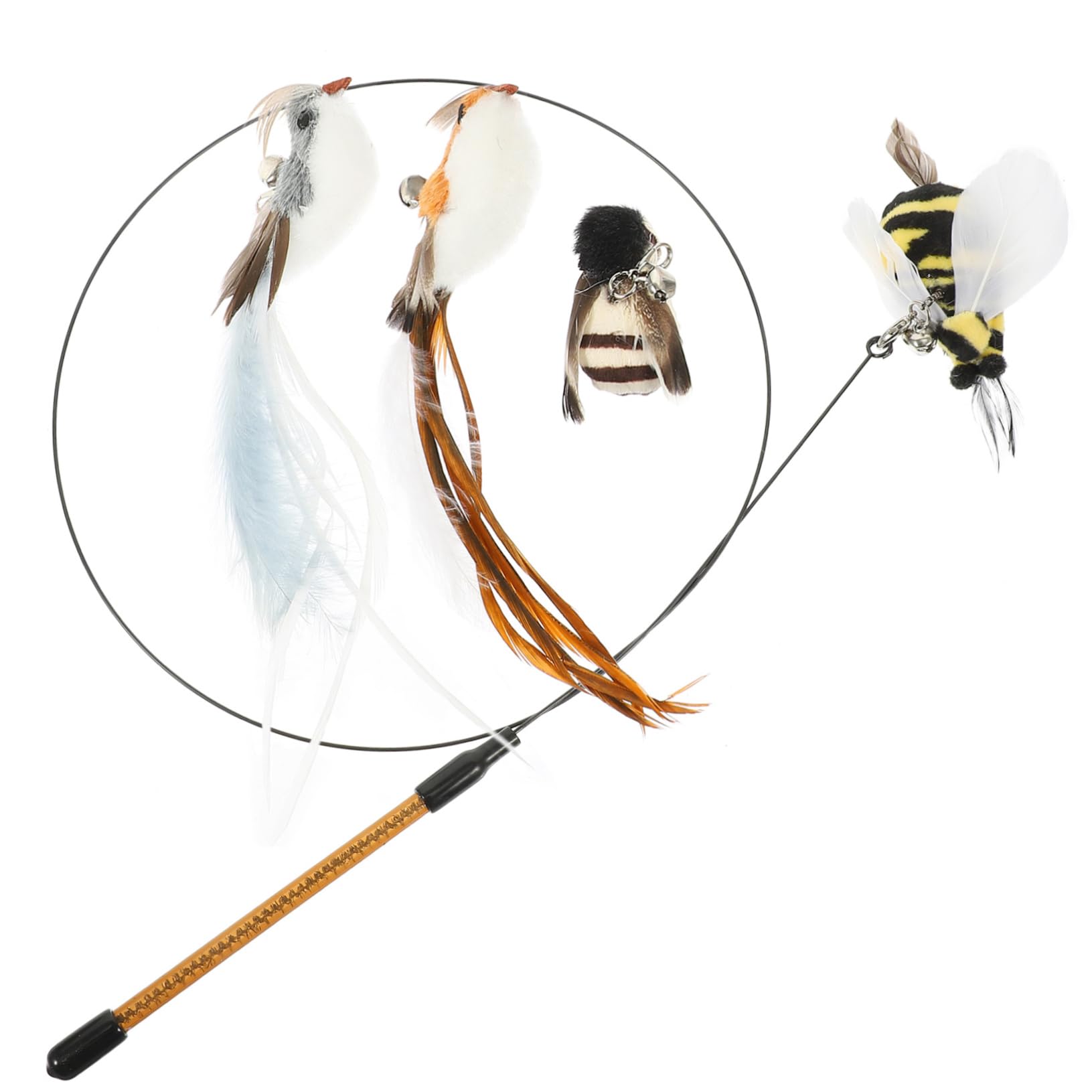 INOOMP Lot De 4 Jouets Interactifs pour Chats Dintérieur avec Poteau en Fil Dacier Légers Et Flexibles
