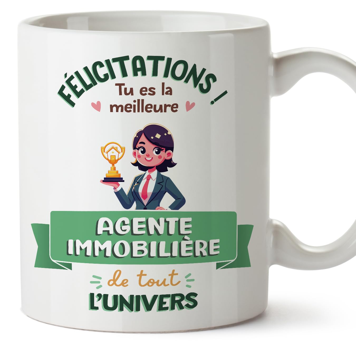MUGFFINS Real Estate Agent Woman Mug - in French - Meilleur Univers Trophée - Funny Gift for Colleagues - Ceramic 11oz Mug — image 1