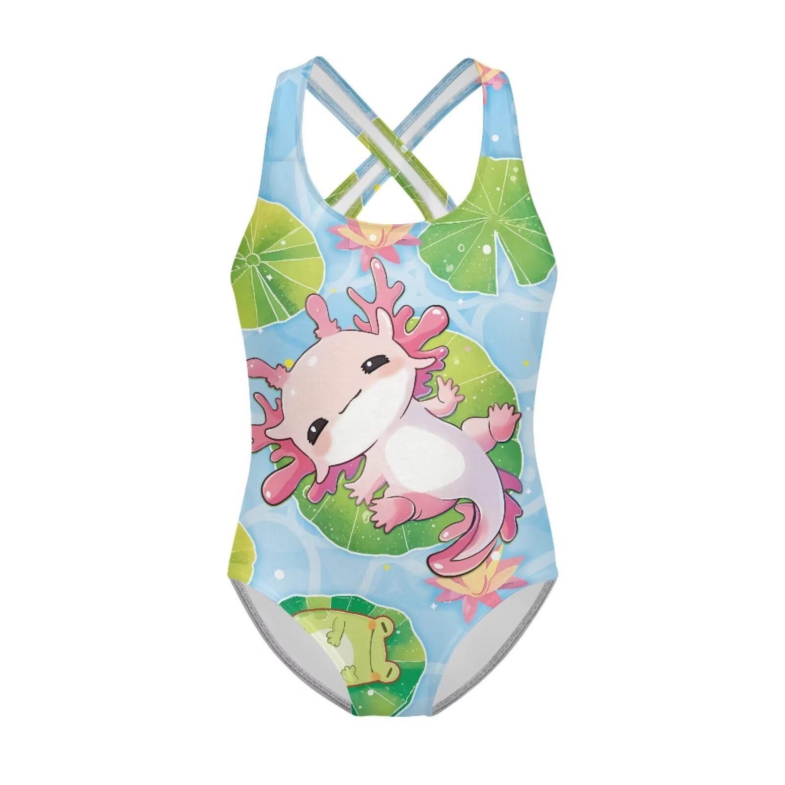 Xpyiqun Swimsuit for Girls One Piece Bathing Suits Size 5-14 Sleeveless Swimwear Cross Shoulder Strap Swimming Wear