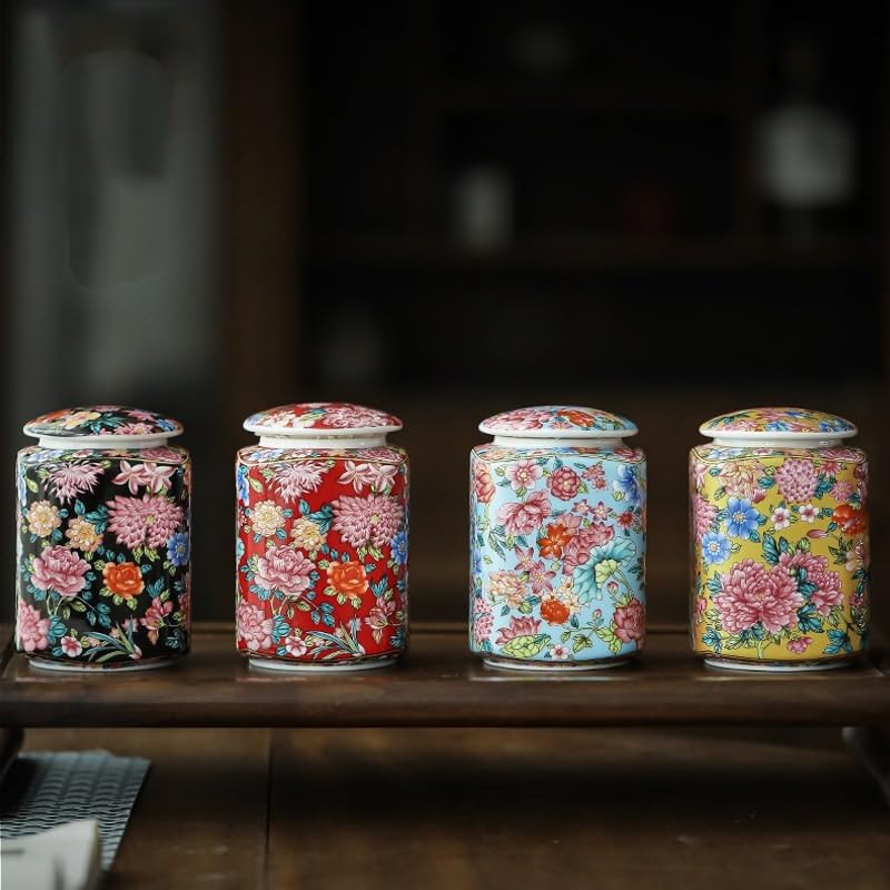 HLTYGWX Zestaw do herbaty puszka na herbatę chiński Retro ceramiczny szczelnie zamknię słoik do przechowywania gospodarstwa domowego luźna herbata pudełko na herbatę uszczelka kuchenny słoik do kawy