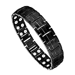 Feraco Magnetic Bracelet for Men Titanium Steel Magnetic Bracelet for Men with Double Row Magnets Adjustable (Black)