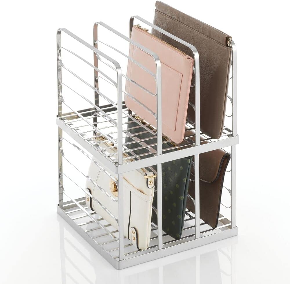 Amazon.com: mDesign Metal Divided Stackable Purse Organizer for Closets ...