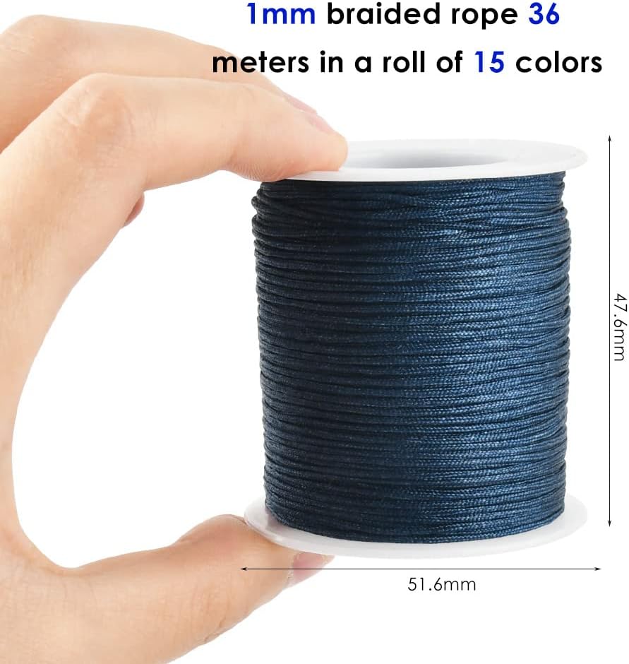 600 Yards 1mm Nylon Beading String Hilo Chino para Pulseras Chinese Knotting Cord Nylon Shamballa Cord Beading String for Jewelry Making Bracelet Beading Kumihimo Chinese Knot - 15 Colors - Image 2