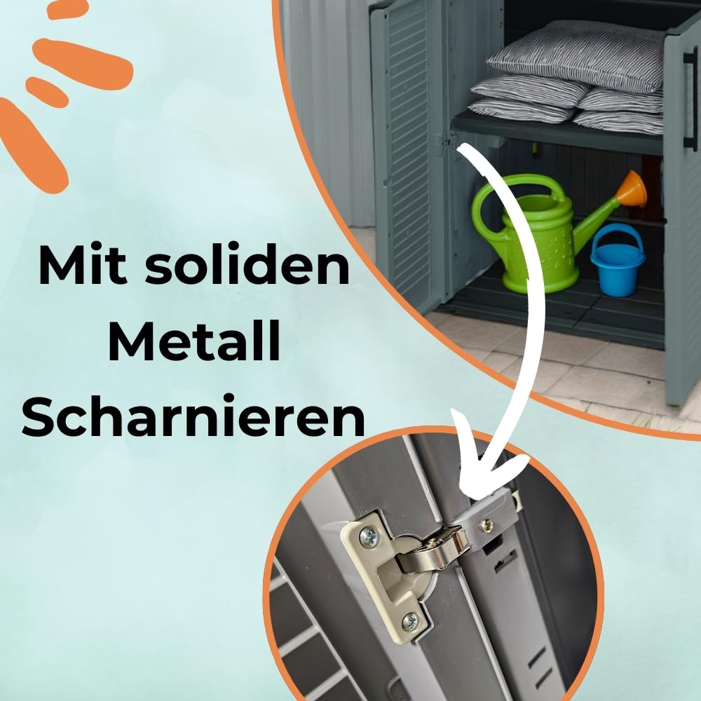 GarPet Gartenschrank 3-türig Wetterfest Outdoor Schrank Kunststoff Mehrzweckschrank Aufbewahrungsschrank Allzweckschrank Balkonschrank Haushaltsschrank Terrassenschrank Halbhoch