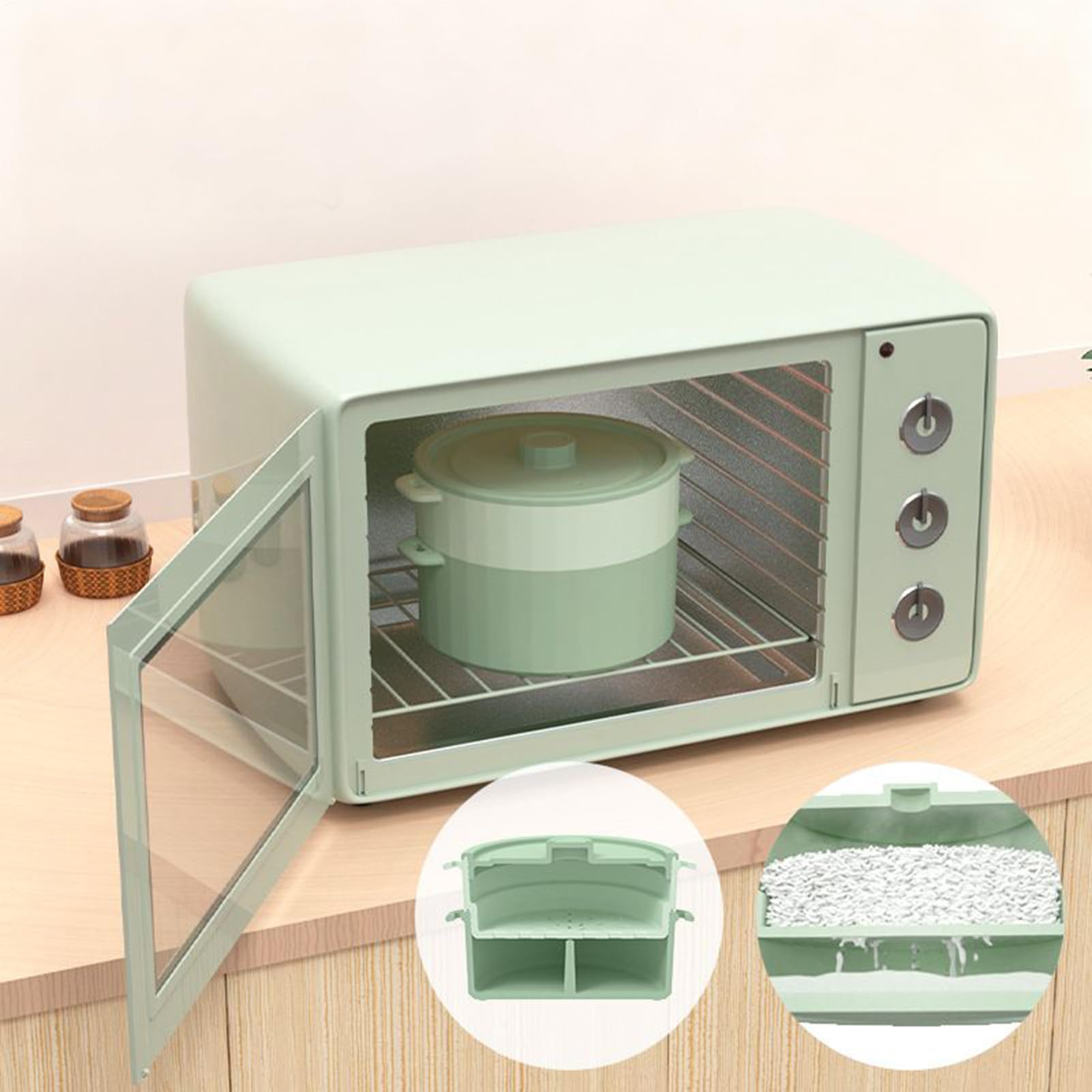 Vaporera De Microondas Resistente al Calor, Antiadherente y Plegable para | Cocedor Al Vapor Con Tapa Para Microondas Cocción Al Vapor Verduras Niños Pasta Harina Maíz Preparación Almacén