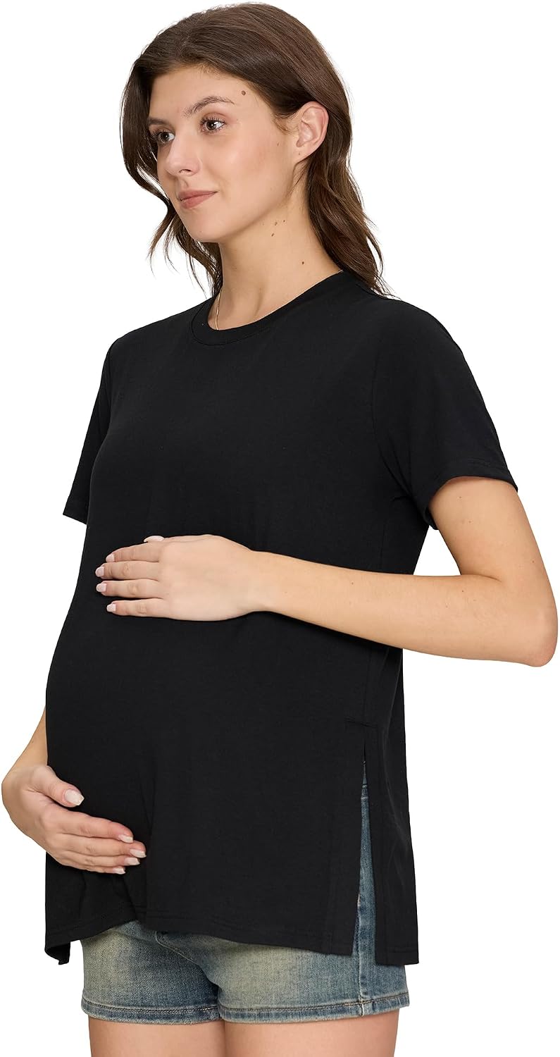Women's Maternity Shirts, Crew Neck Maternity Top Short Sleeve