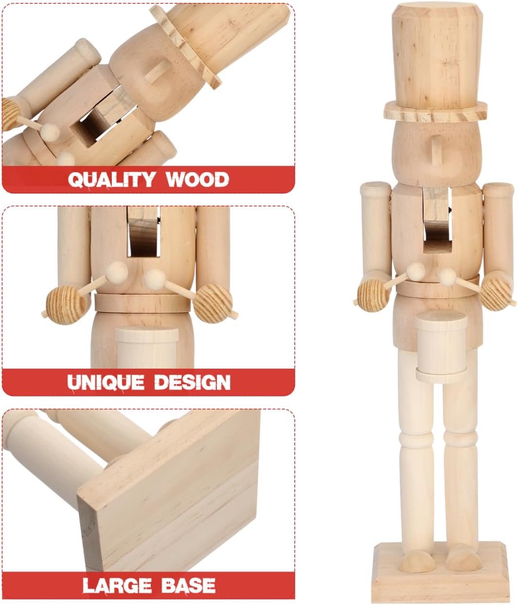 Cabilock DIY Unfinished Nutcracker Soldier Ornament Blank Craft Figure for Christmas Decoration for Teens and Adults Who Love DIY Projects