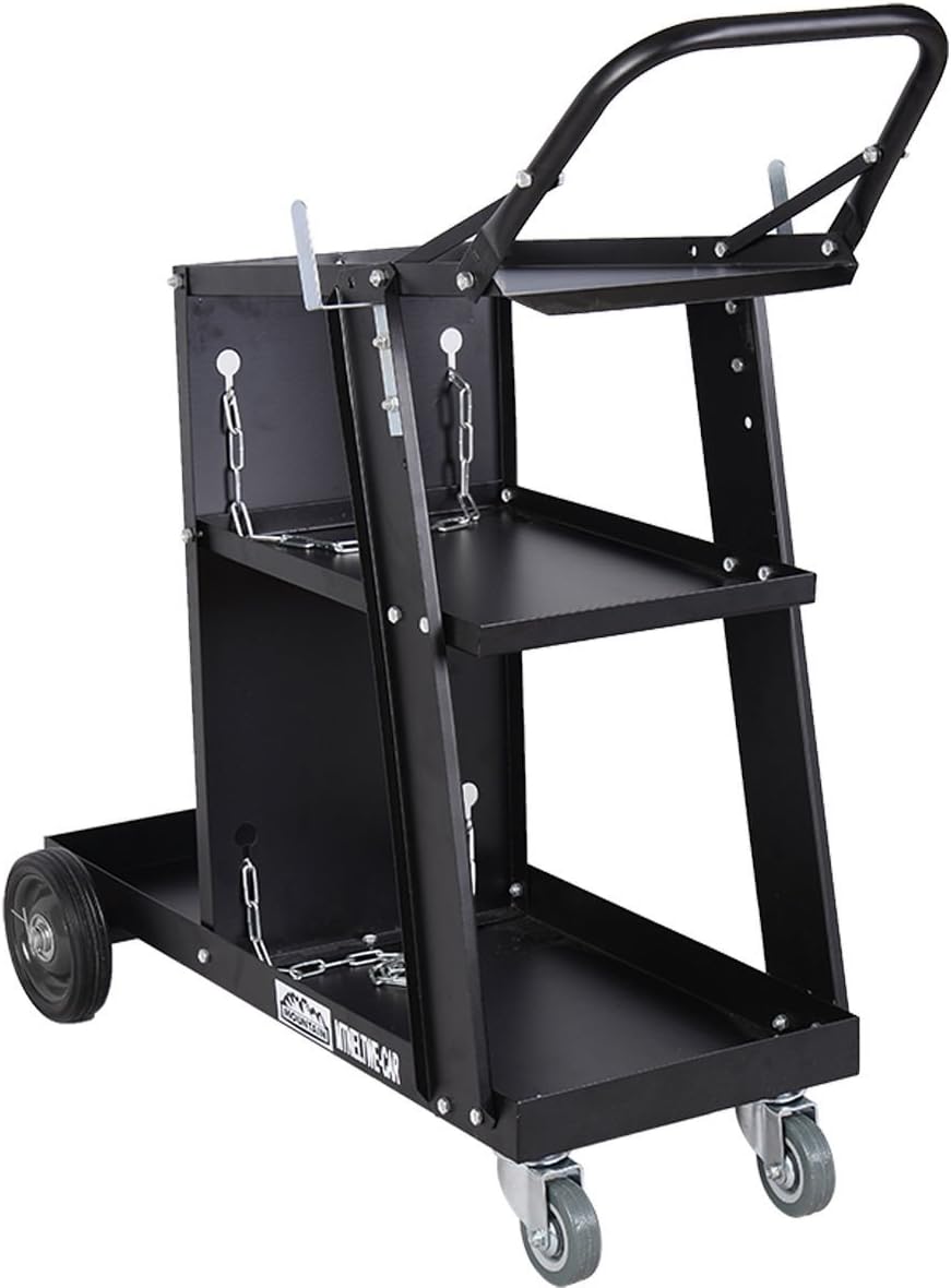 Iron 3 Tiers Rolling Welding Cart with Tank Storage for TIG MIG Welder
