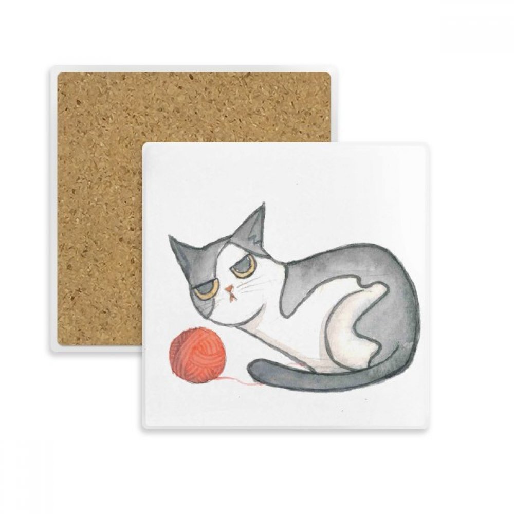 Coaster absorbant en pierre avec aquarelle de chat puppet multicolore pour tasse