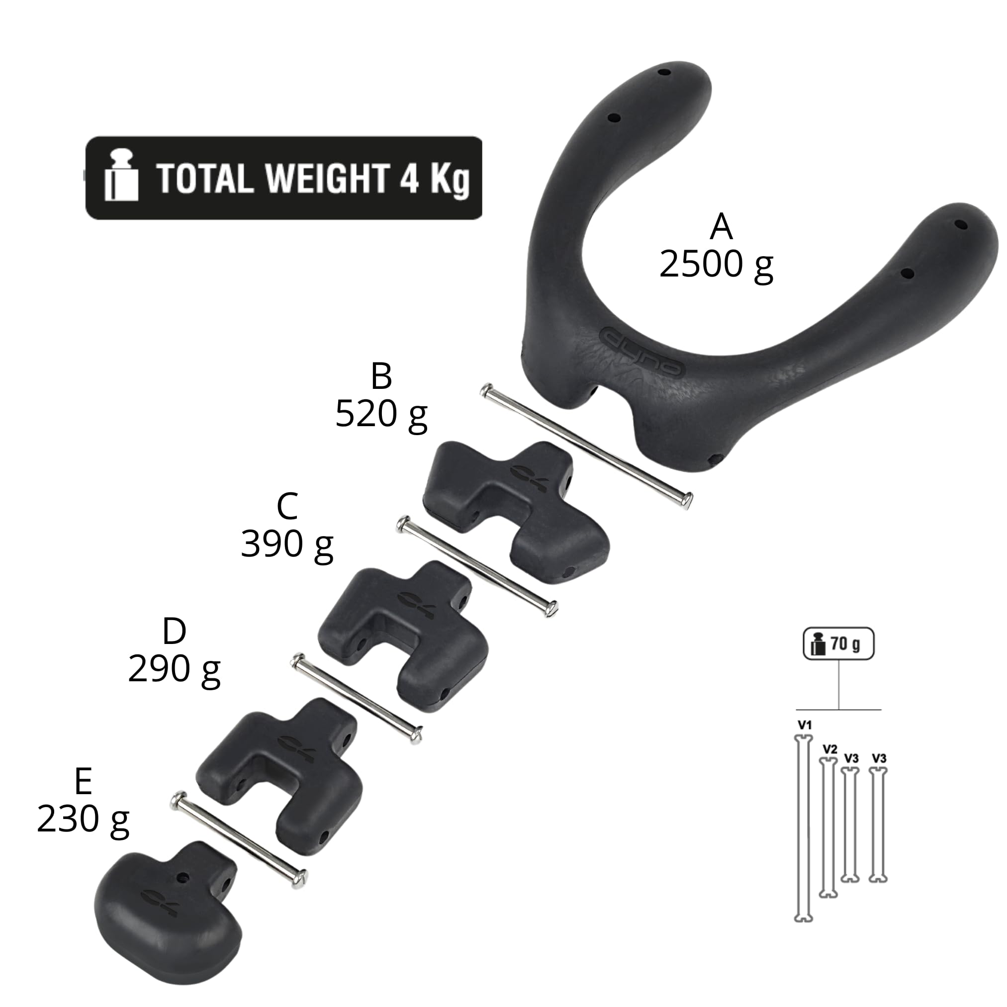 C4 Dyno-Halsband 4 kg für modulare Apnoe rot oder schwarz und zusätzliche Segmente von 280 Gramm