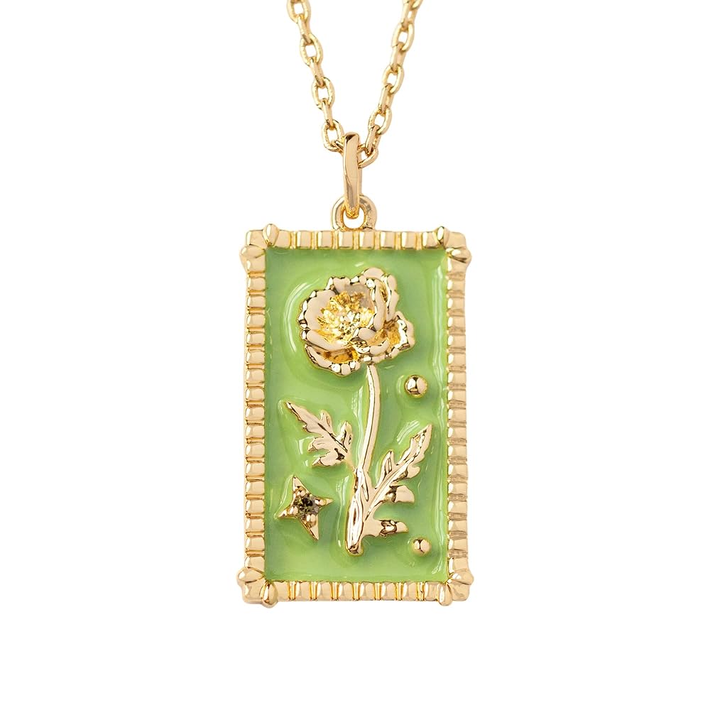 【Local Eclectic】Birth Flowerネックレス Amazon.com: Local Eclectic Enamel Birthstone Necklace with