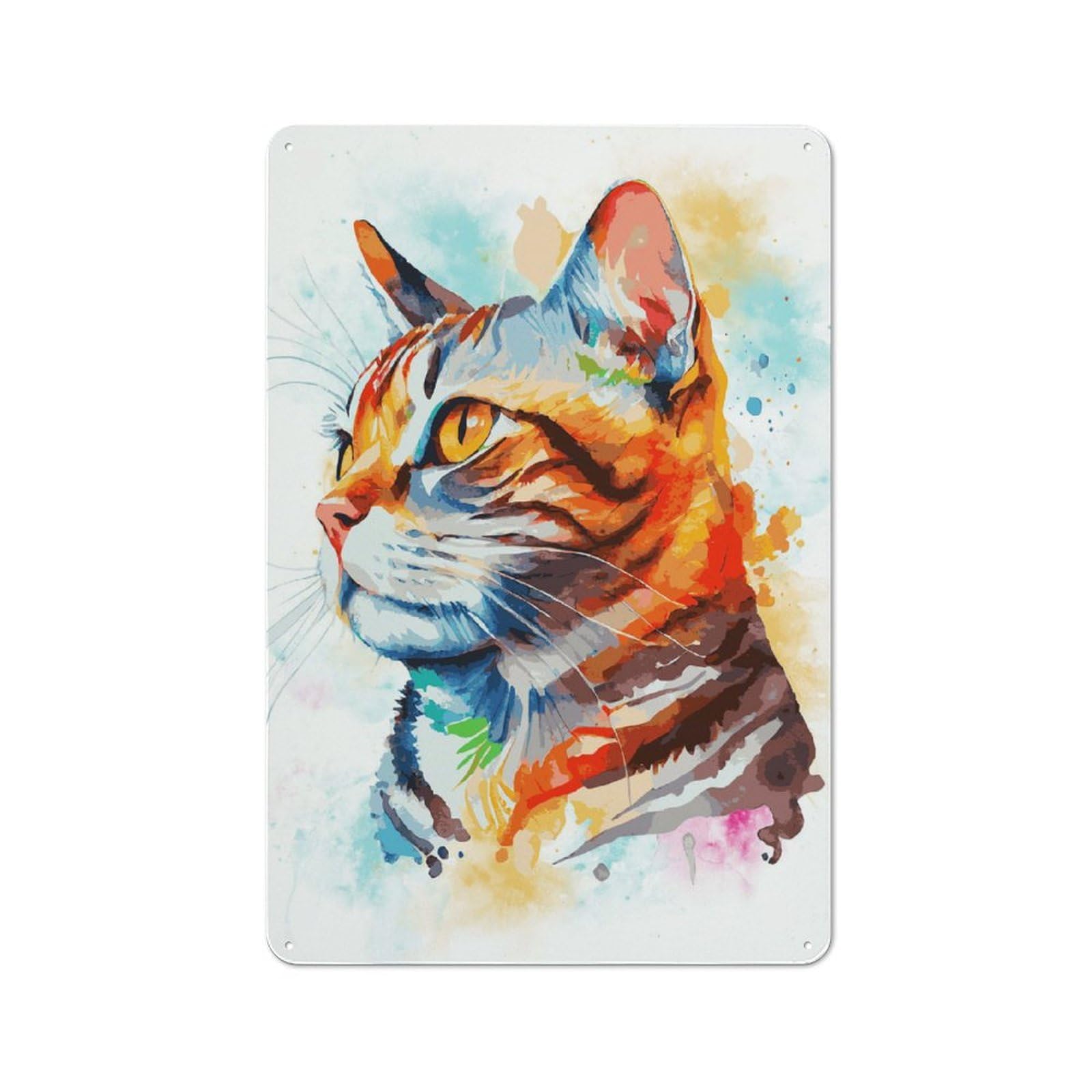 Junmoney Style-4 Vintage American Shorthair Cat Art Bistro Metal Sign 30X20cm, Bistro Wall Plaque For Takeaway, Bar, Kitchen Or Counter Area