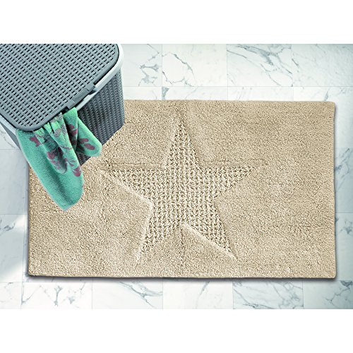 kela Lindano 21175 Bath Mat Non-Slip Suitable for Underfloor Heating 100 x 60 cm Vanilla Star Design