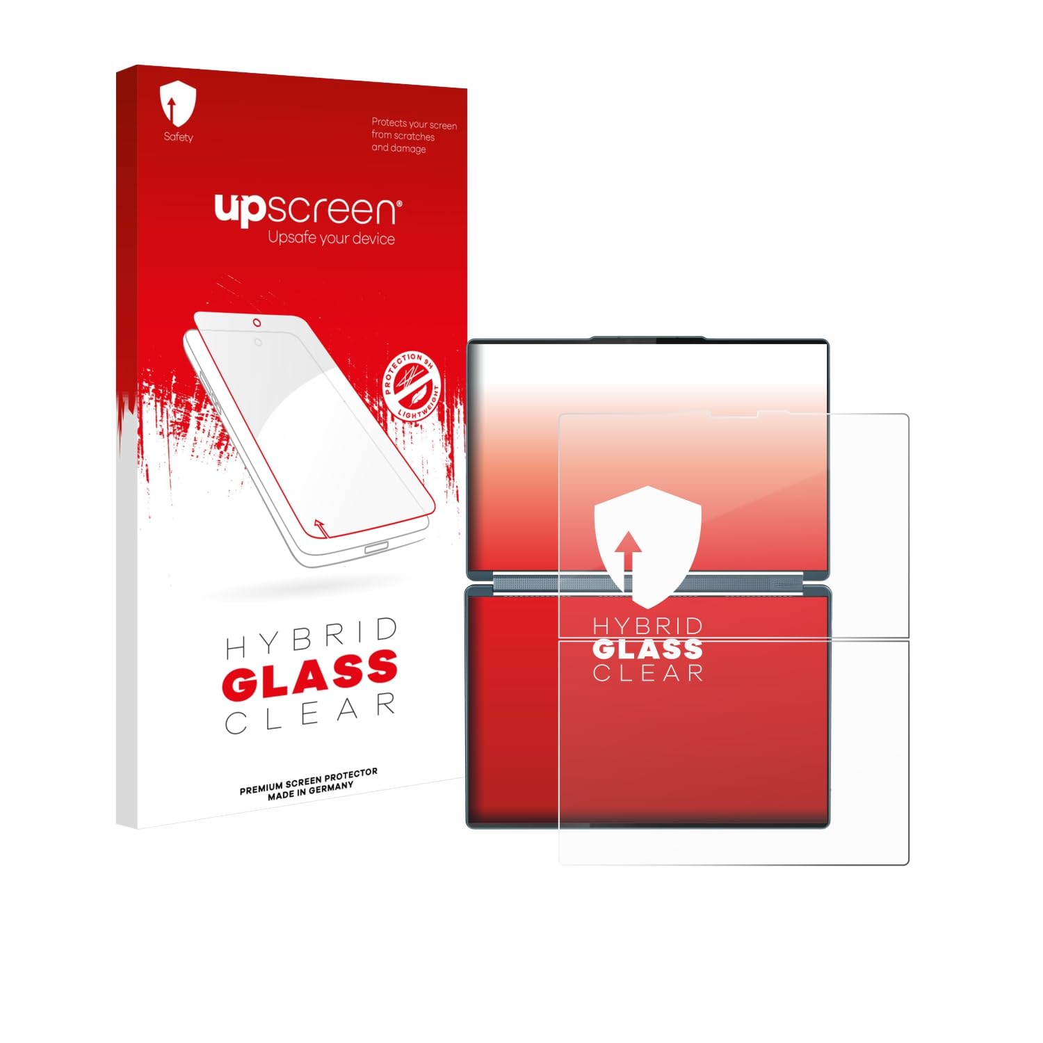 upscreen Pellicola Vetro per Lenovo Yoga Book 9i Gen 10 | , Chiara Protezione Schermo Made in Germany, 9H Durezza Hybrid Glass Antigraffio Trasparente