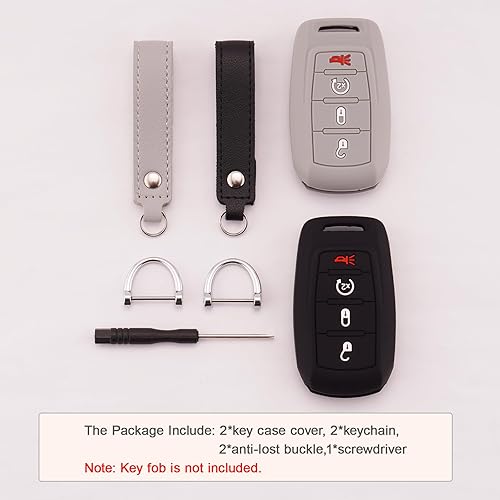 Miniatura 6 de Llaveros de protección de cubiertas completas de silicona (paquete de 2), Negro + gris