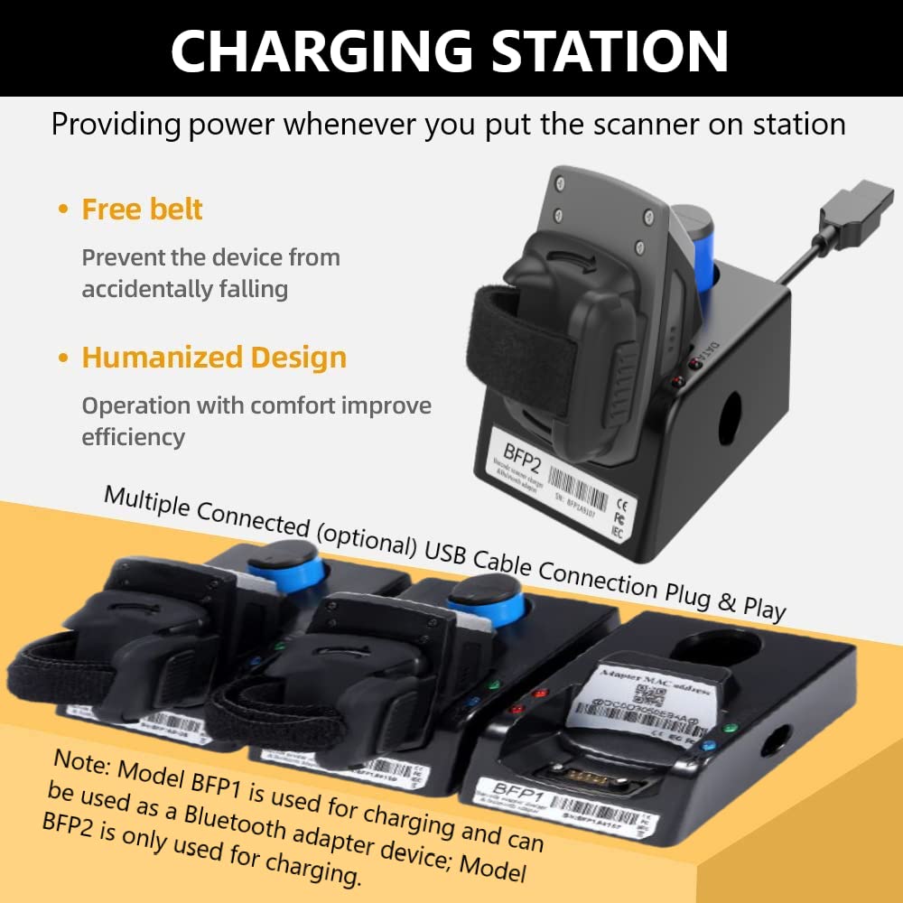 Bluetooth Charging Base/station d'accueil pour 1D/2D Imager Mini Pocket Barcode Scanner Warehouse Pickup Barcode Reader
