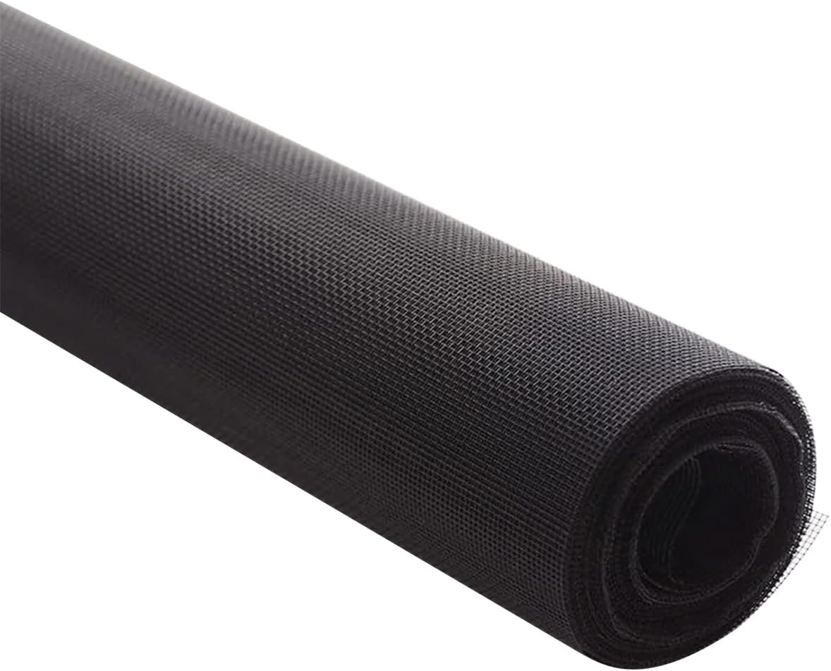 Window Screen Mesh, 78.74"×196.85" PP Screen Breathable Replacement for Home Window Door Garden, Black