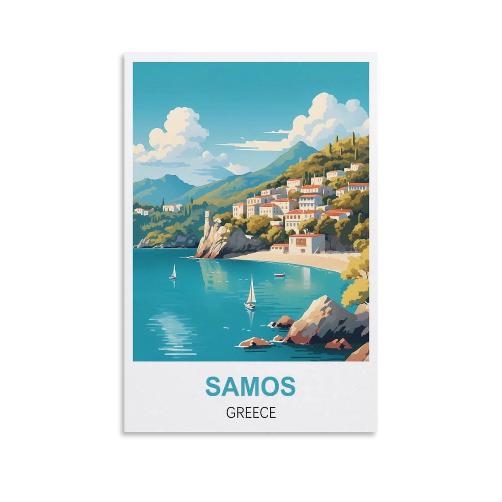 Nprzm A071 Metal Signs Samos Greece Tin Signs Painting Cafe Opera House Art Wall Decoration Plaque 15X30cm