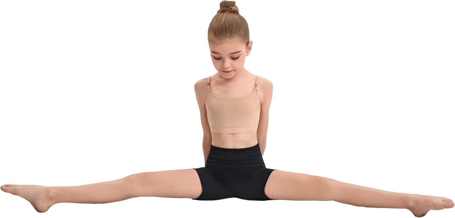 Adjustable Dance Bra Seamless Bra for Girls,7-16 Years Training Ballet Gymnastics with Clear Strap and Silicone Pads