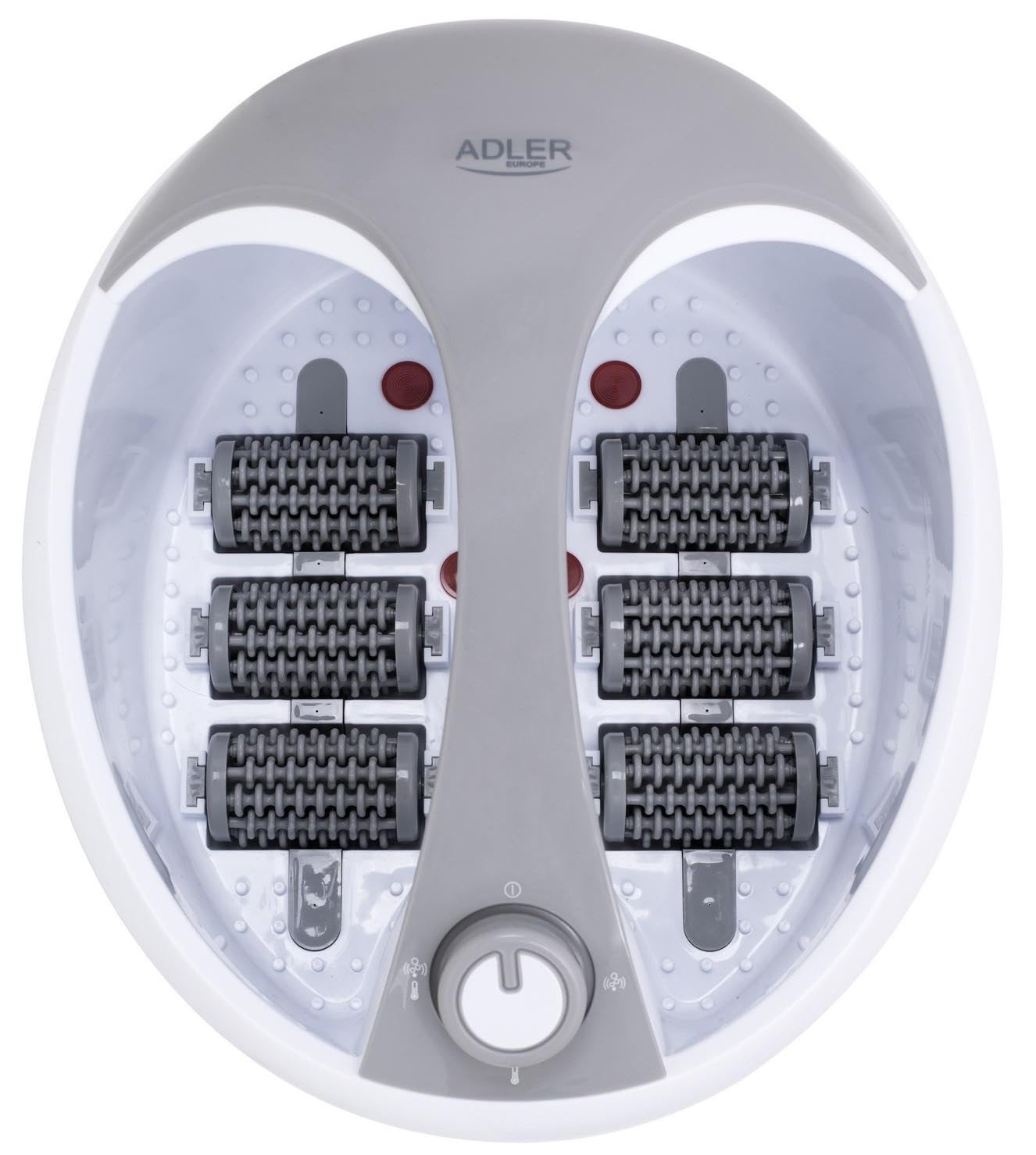 Adler AD 2177 - Massaggiatore per piedi, 450 W, con funzione riscaldante, vasca da bagno con massaggio vibrante, massaggiatore per piedi, poggiapiedi con rotelle massaggianti