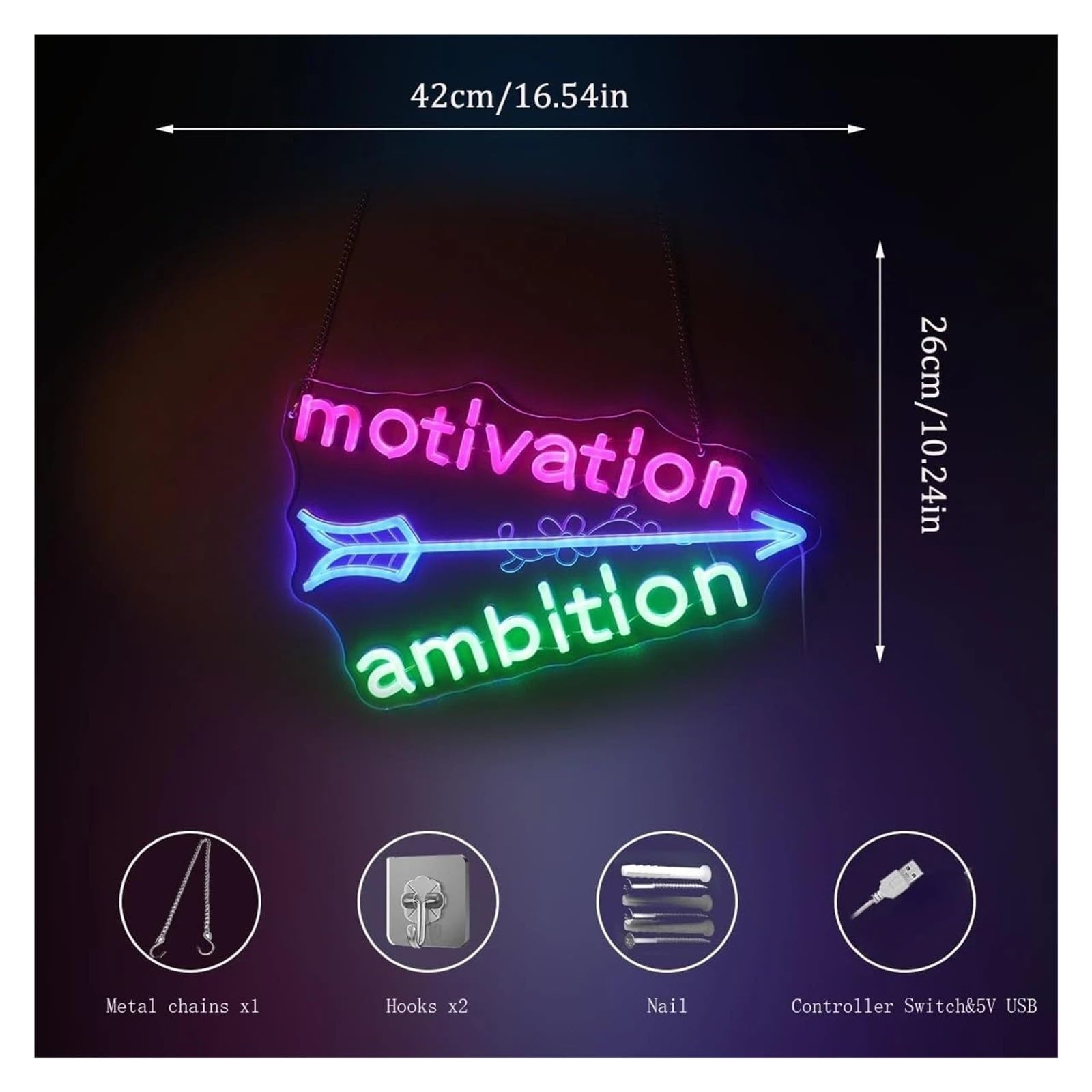 Decoración Lámparas Motivación Ambición Letrero De Neón