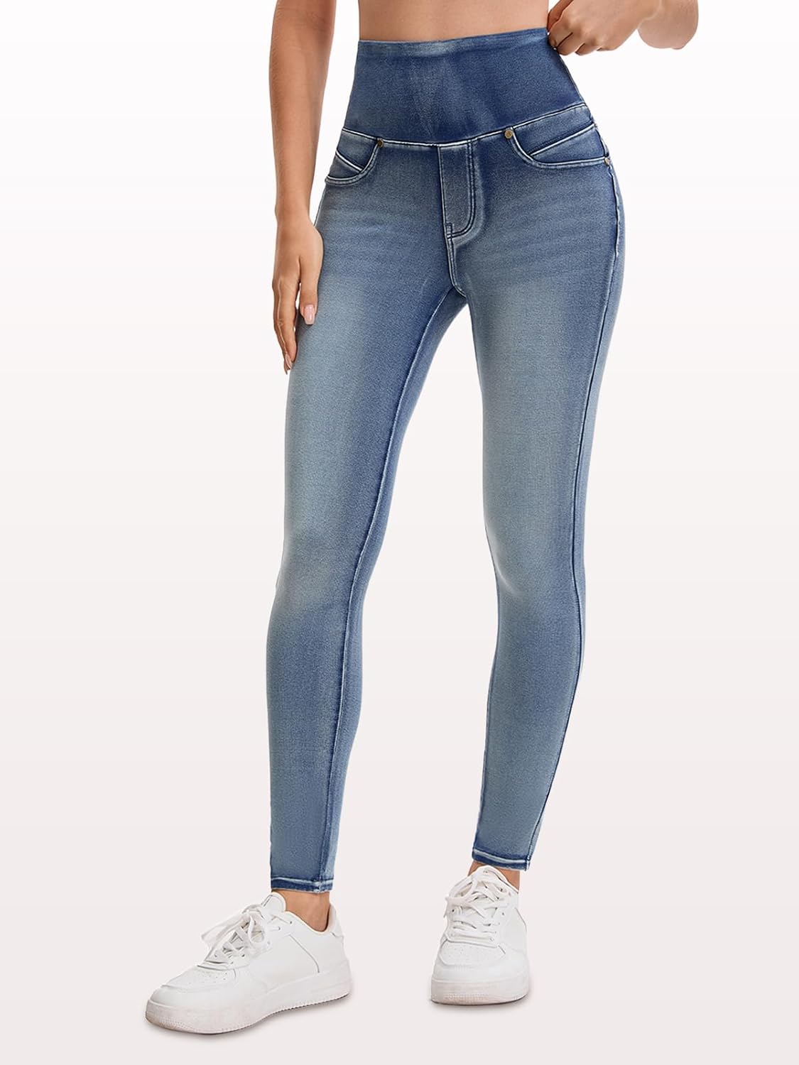 Amzdora Stretchy Jeans for Women High Waisted Jeggings Tummy Control Slim Fit Jeans Pull On with Pockets Stylish Casual - Image 2