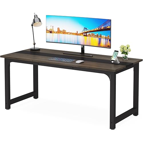 LITTLE TREE 63 Inch Large Executive Office Desk, Simple Computer Workstation with 31.5 inch Extra Wide Desktop for Home Office