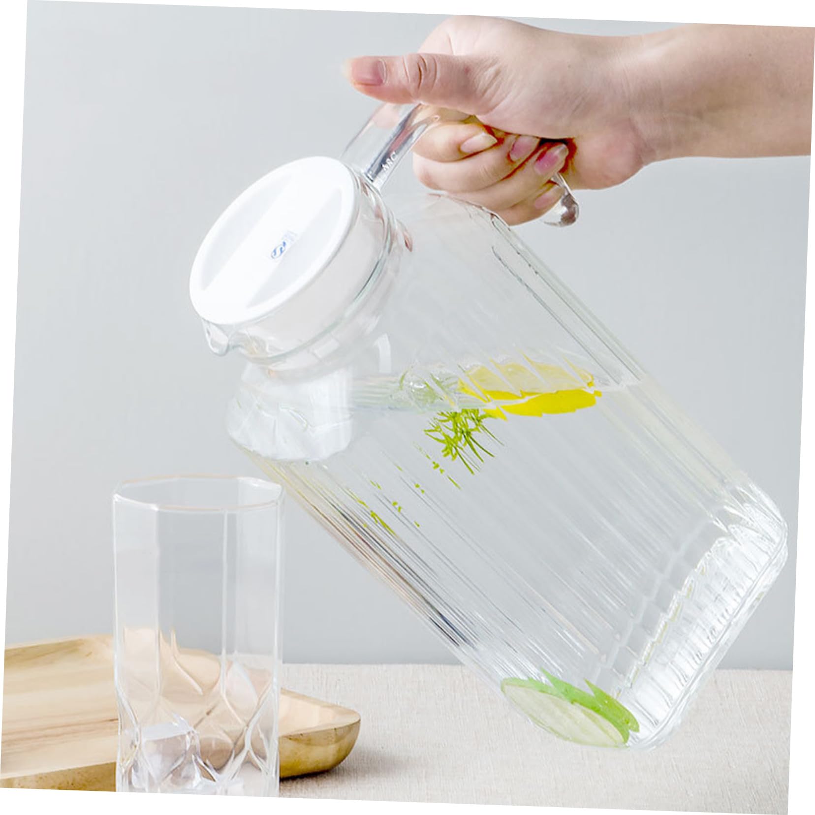 TOYANDONA Jarra de Agua de Vidrio Contenedor para Bebidas Frías y Jugos Diseño Elegante y Transparente para Hogar Oficina y Fiestas Material Seguro y Duradero