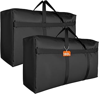 2 Stück 180L Extra Große Aufbewahrungstasche 600D Oxford Heavy-Duty Umzugstaschen mit Reißverschlüssen verstärkten Griffen, Wasserdicht Tragetaschen für Reisen, Bettdecken, Unterbettaufbewahrung