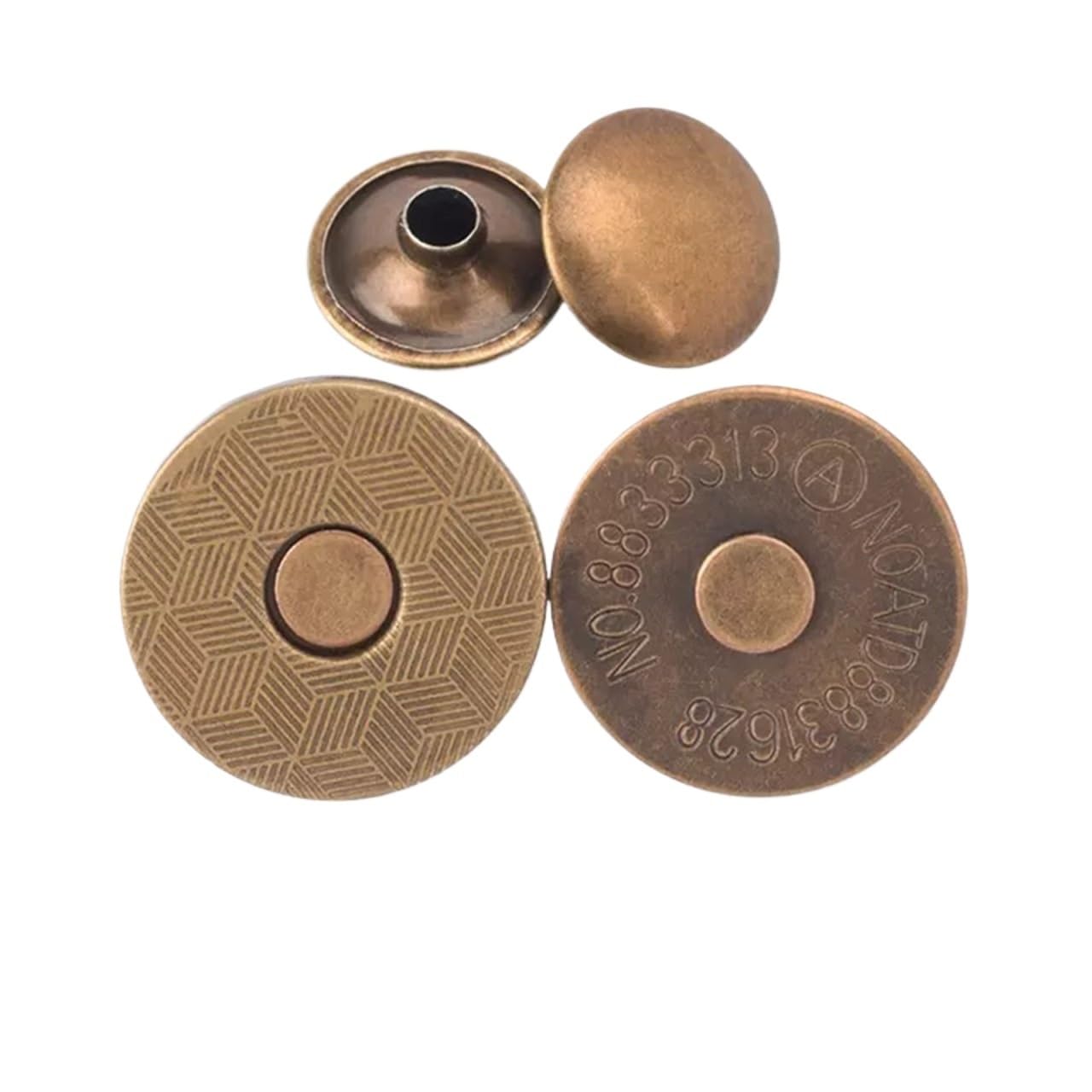 Magnetic Press Studs 10 Sets Metal Double Rivet Magnetic Clasps Buttons Fastener Bag Press Handbag Clothes DIY 14/18mm(Thin Bronze,18mm)
