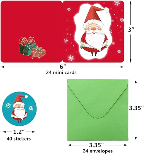 Miniatura 2 de ceiba tree Mini tarjetas de Navidad con sobres, paquete de 24 tarjetas de felicitación de acuarela para aula, hogar, oficina, negocios