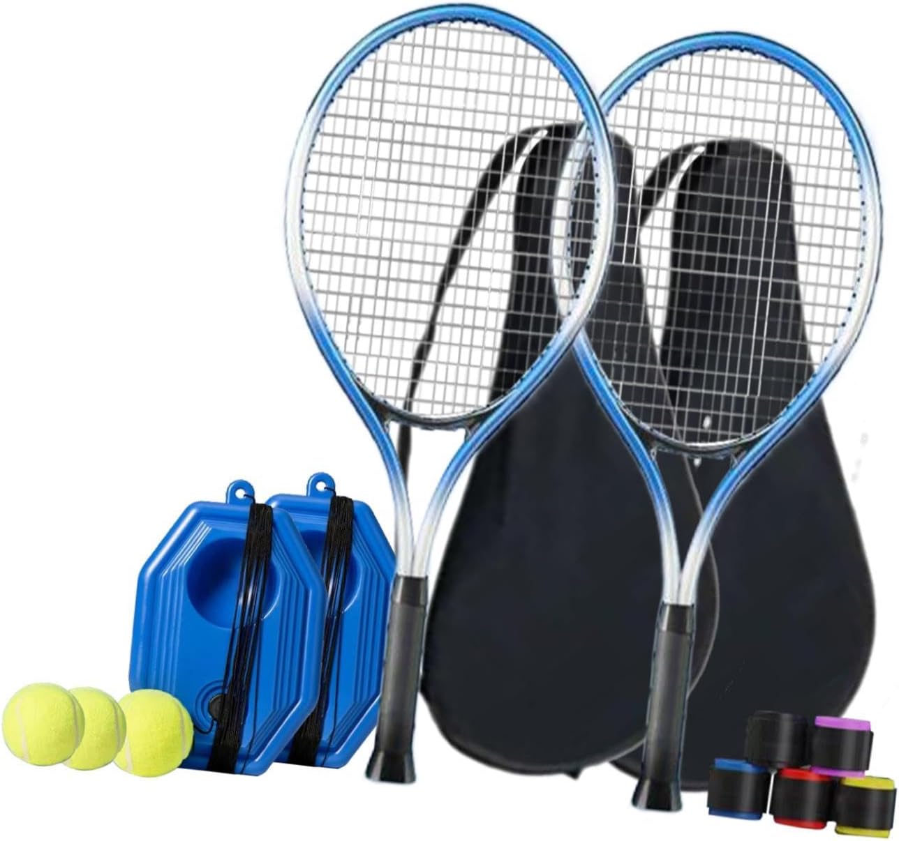 Tennis Trainer Ball with Elastic String Single Player Sparring Device Tennis Training Equipment for Backyard Playing, 2Pcs Adults Racket