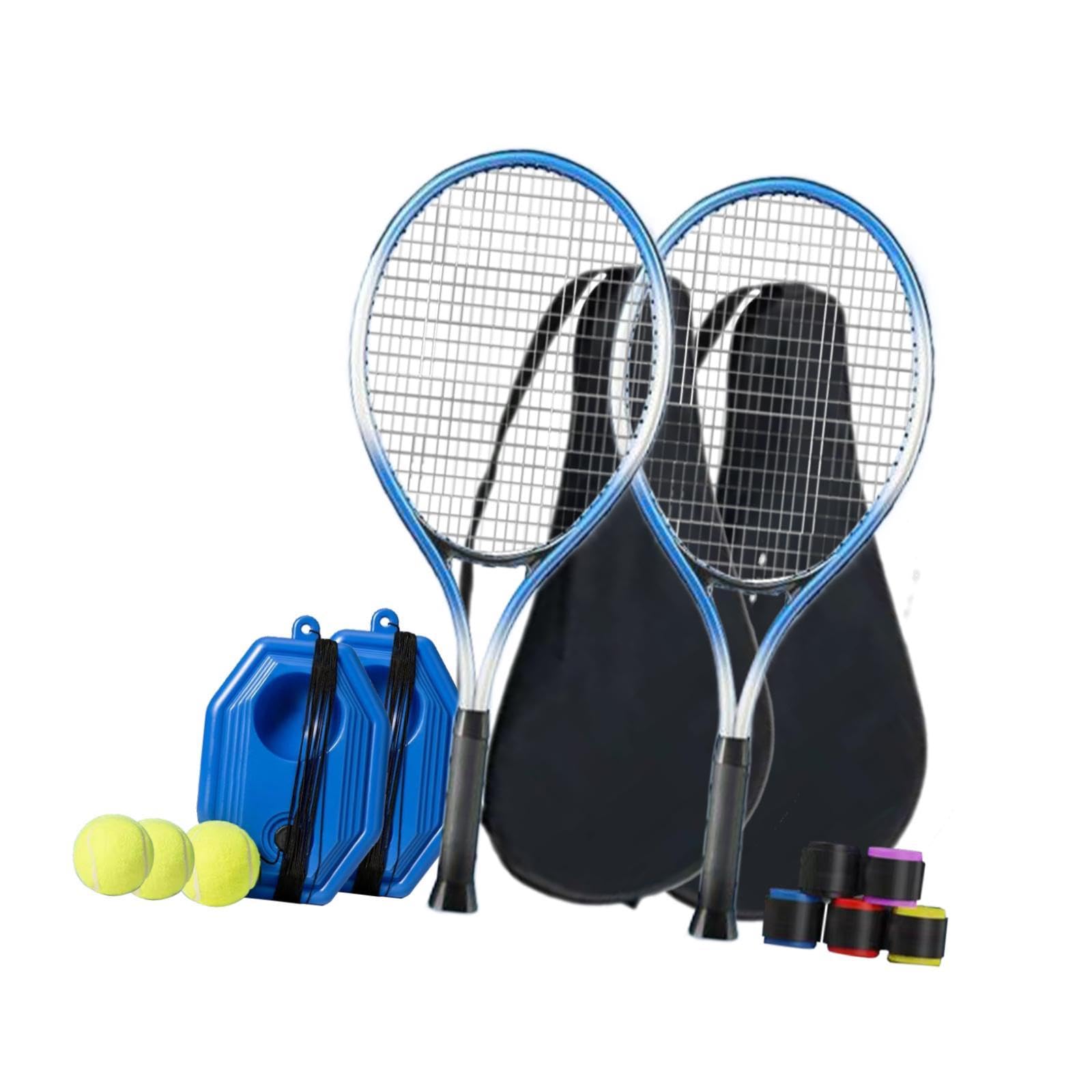 2 Pezzi Racchetta da Tennis Strumenti Allenamento Portatile Palle Elastiche Base Antiscivolo in Alluminio Carbonio per Giocatori Amatoriali Adatto a